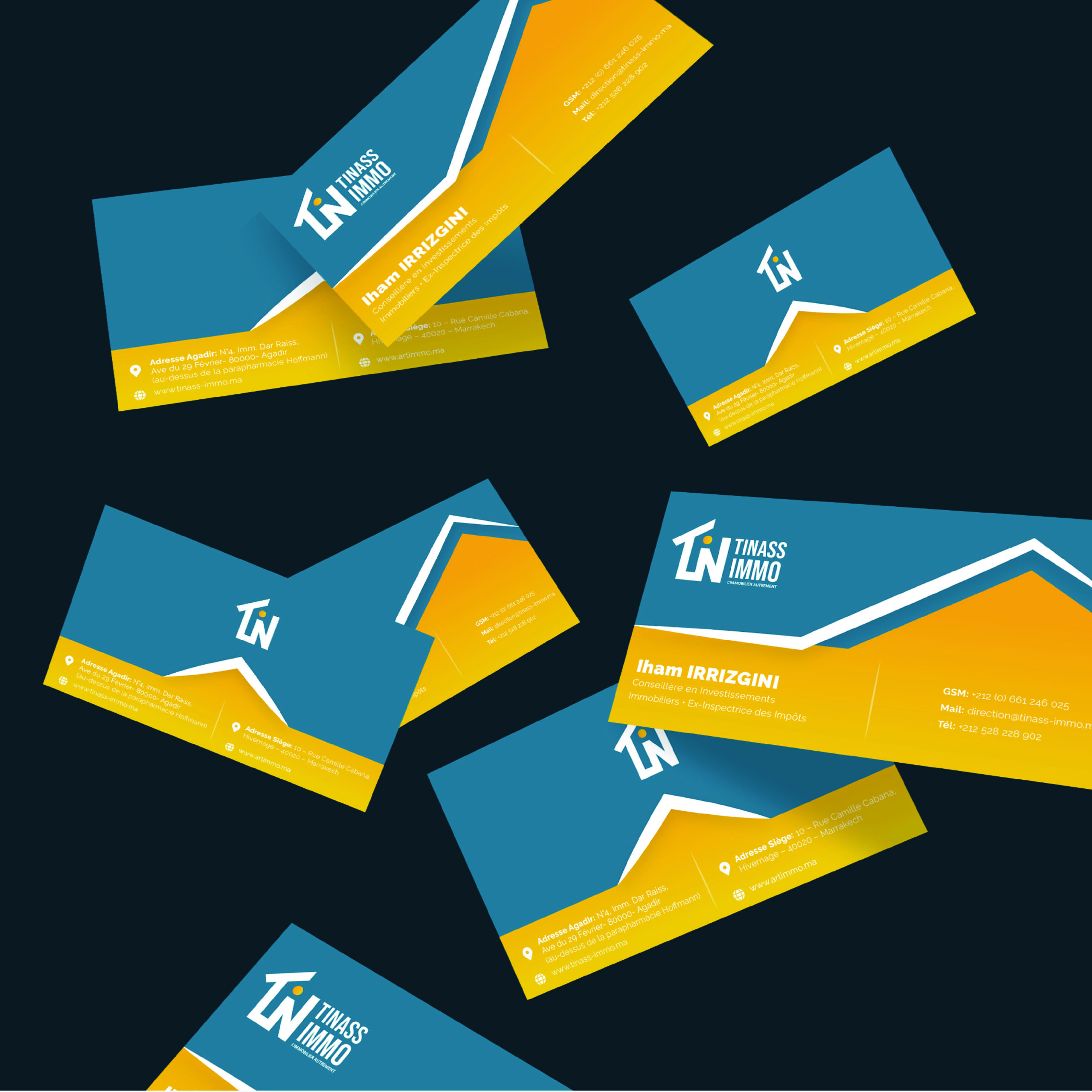 business card design orange colour real estate agent
