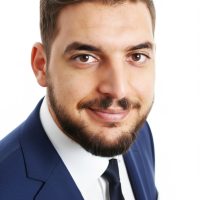 suit in dark blue professional portrait